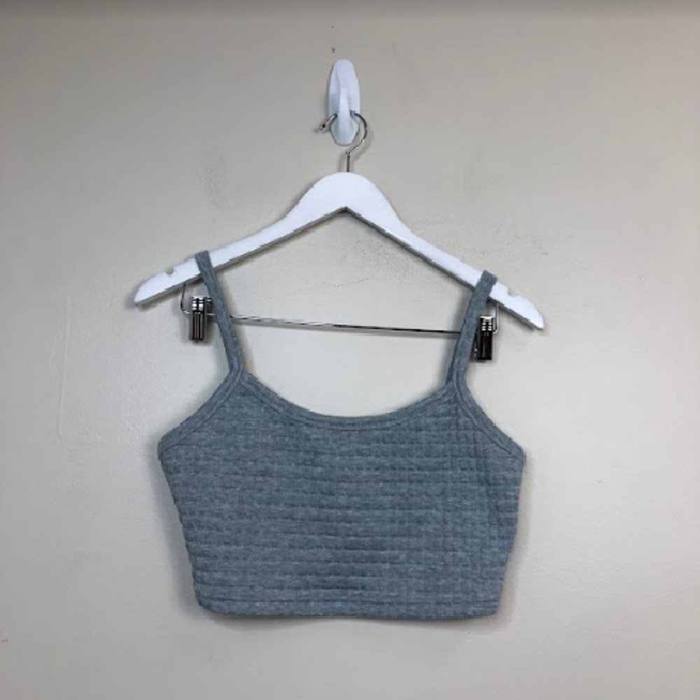 Anthropologie Elodie Women's Sleeveless Round Neck Cropped Tank Tops in Gray M